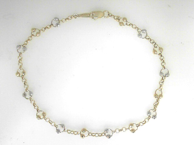 Estate 14 Karat Yellow/WhiteDiamond- Cut Beads 9.5