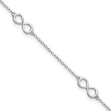 Sterling Silver Infinity Anklet 9 Inch With 2 Inch Extender