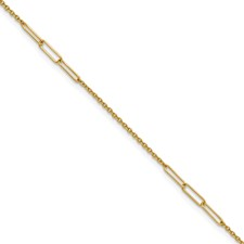 14 Karat Yellow Gold Paperclip And Cable Link Anklet 
9 Inch With 1 Inch Externder