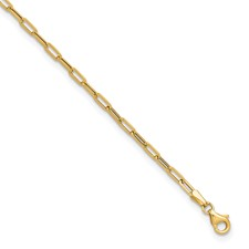 14 Karat Yellow Gold Paperclip Anklet 10 Inch
