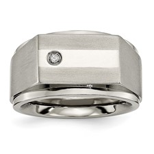 Titanium Diamond Signet Ring 0.0.05 Ct 
size 10