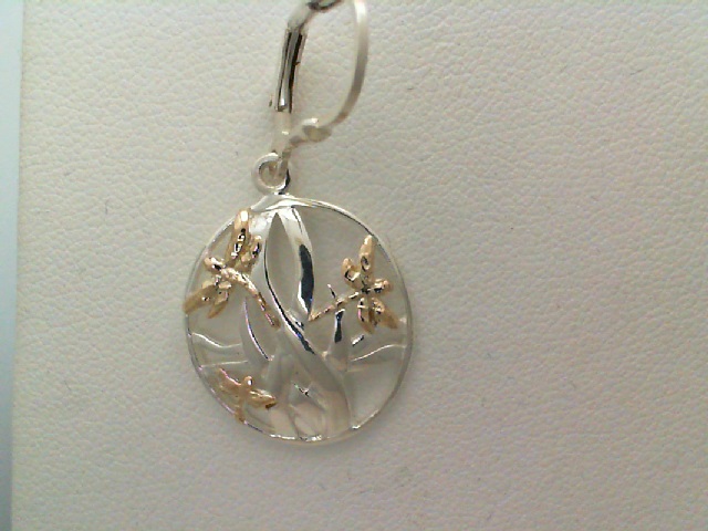 S/Sil & 10K Dragonfly In Reeds Leverback Earrings
