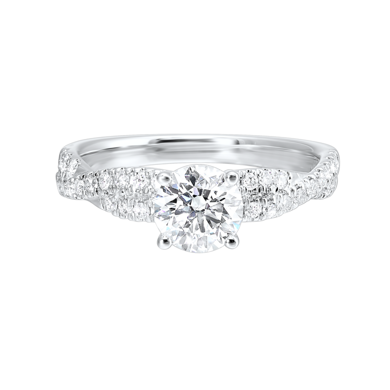 Lab Grown - 14Kw 1.23Cttw Diamond Engagement Ring  1Rb=.90Ct F Vs2 Igi Cert lg490195486  31D=.33Ct