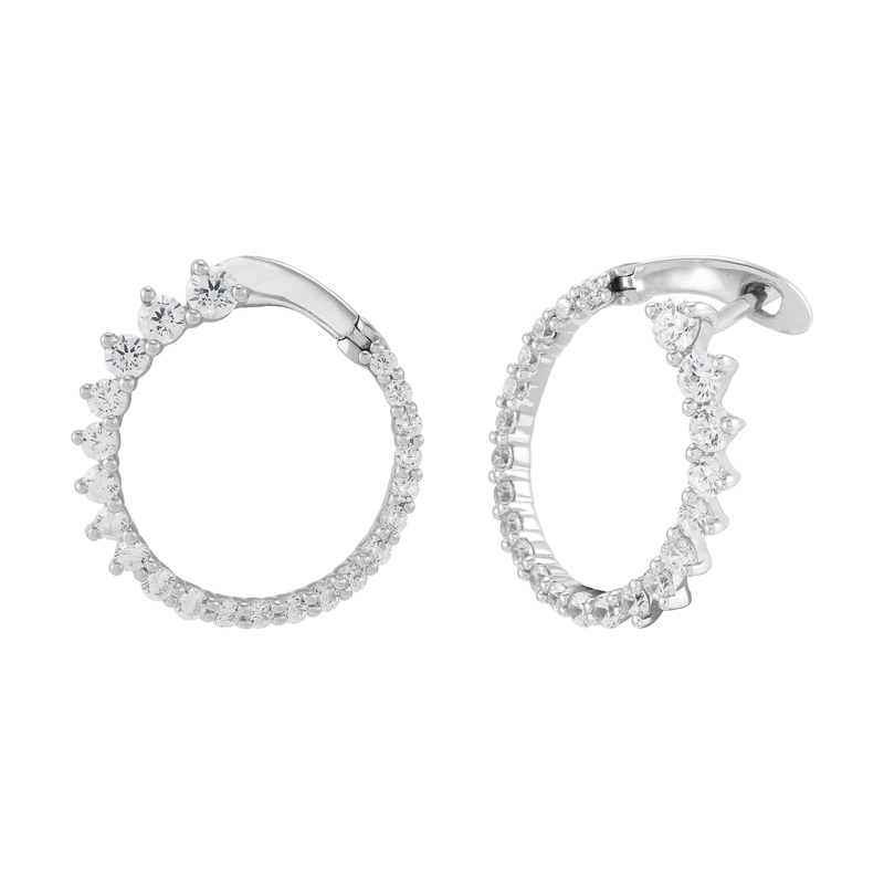 Lab Grown - 14Kw 1Cttw Grad. Diamond Hoop Earrings