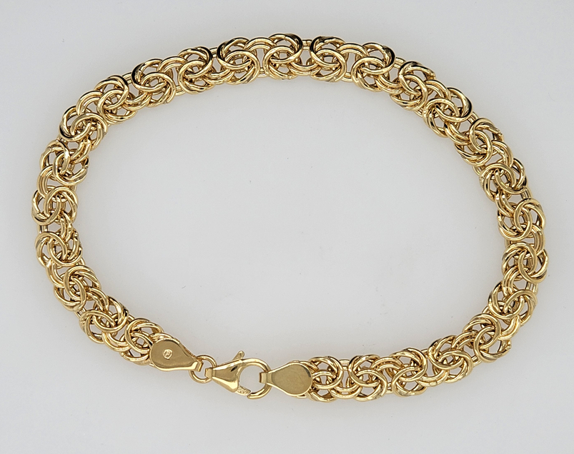 14Ky 7.5" 6.4Mm Solid Byzantine Link Bracelet