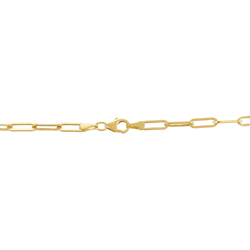 14Ky 7.5" 3.9Mm Hollow Paperclip Bracelet