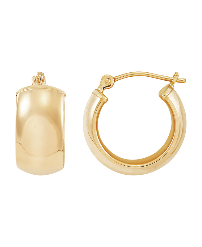 14Ky 7X15.5Mm 1/2 Round Huggie Hoop Earrings