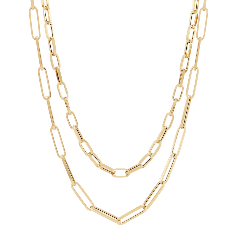 14Ky 4Mm Layered Paperclip Necklace - 16"