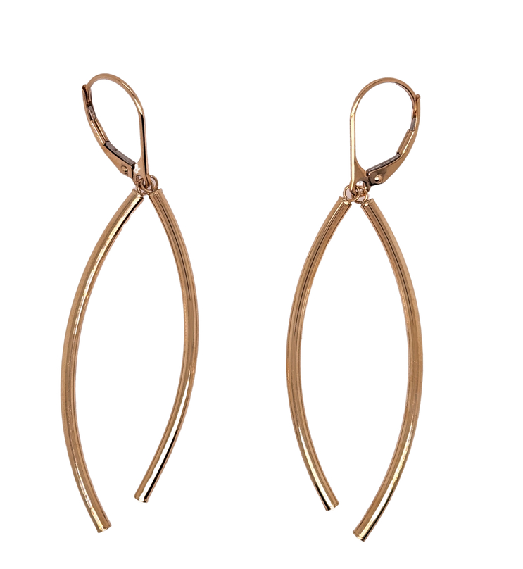 14Ky Curved Grad Bypass Stick Earrings