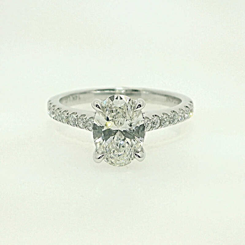 Lab Grown - 14Kw 1.5Ct Ov G Vvs2 Hidden Halo Engagement Ring  1D=1.55Ct  Igi Cert Lg619452556