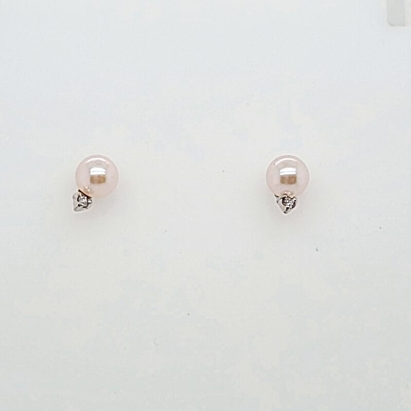 14kw 6.5-7mm AA CP/Dia Stud Earring