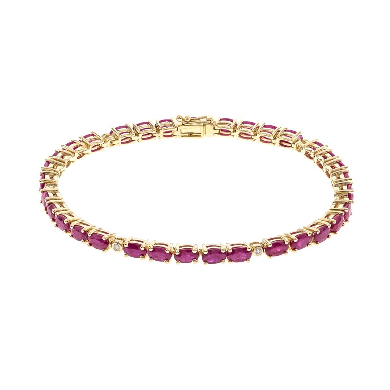 10ky Ruby + Dia Tennis Bracelet  R=11.5cttw D=.08cttw