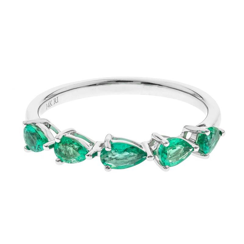 10kw Pear 5 Stone Emerald Ring  E=.54cttw