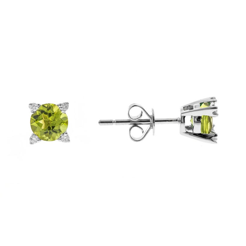 10kw Peridot + Dia Studs P=1.10cttw D=.04cttw