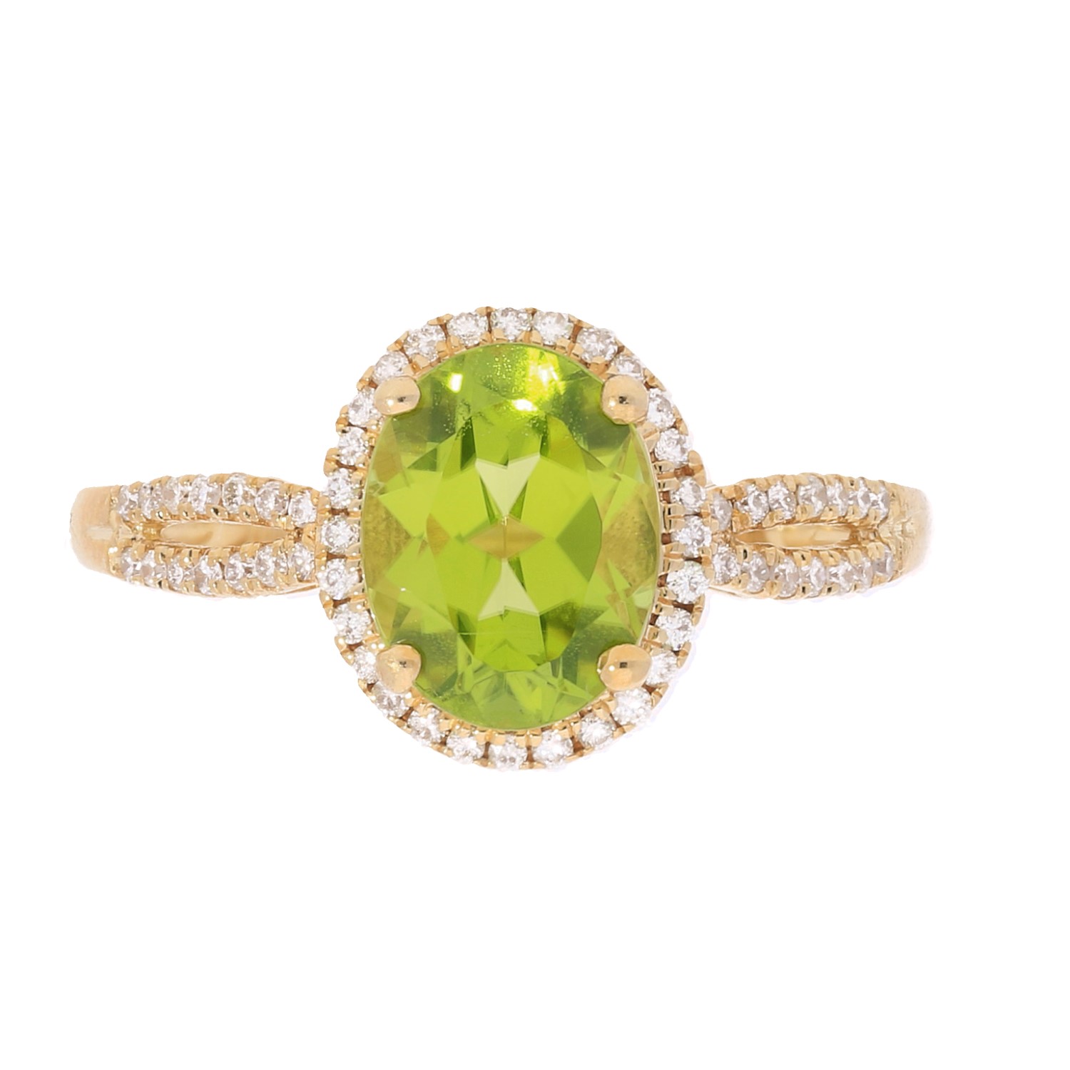 10ky Peridot w/ Halo Ring  P=1.96ct D=.20cttw