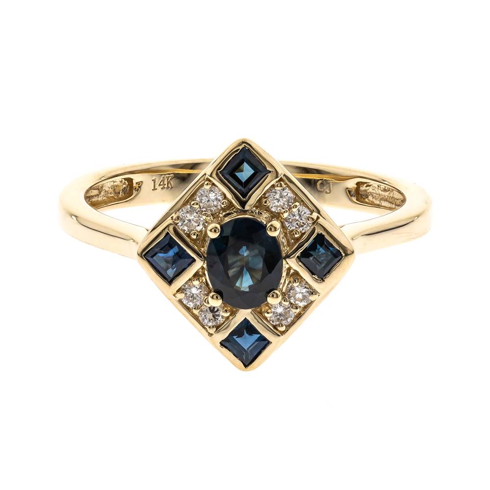 10ky Saph Geometric Ring  S=.42cttw D=.29cttw