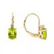 10Ky Peridot Leverback Earrings W/Diamond Accent  Pt=1.51Ct D=.04Ct