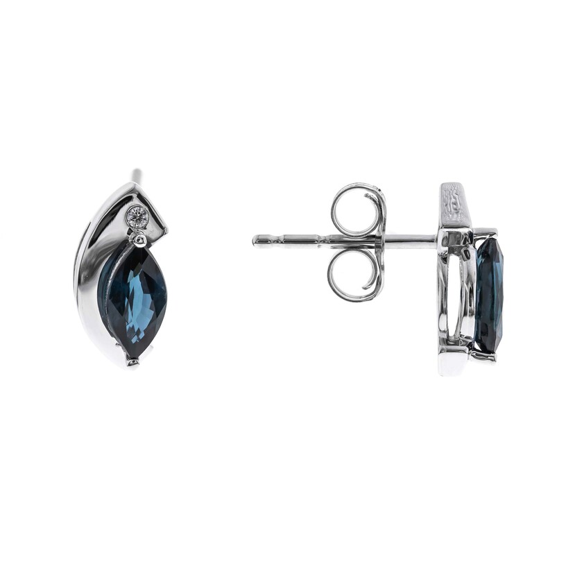 10Kw Sapphire Stud Earrings W/Diamond Accents  2Sa=.59Ct