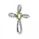 10Kw Peridot & Diamond Cross Pendant  Chain Included