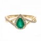 10Ky P/S Emerald & Diamond Halo Ring  E=.64Ct D=.20Cttw