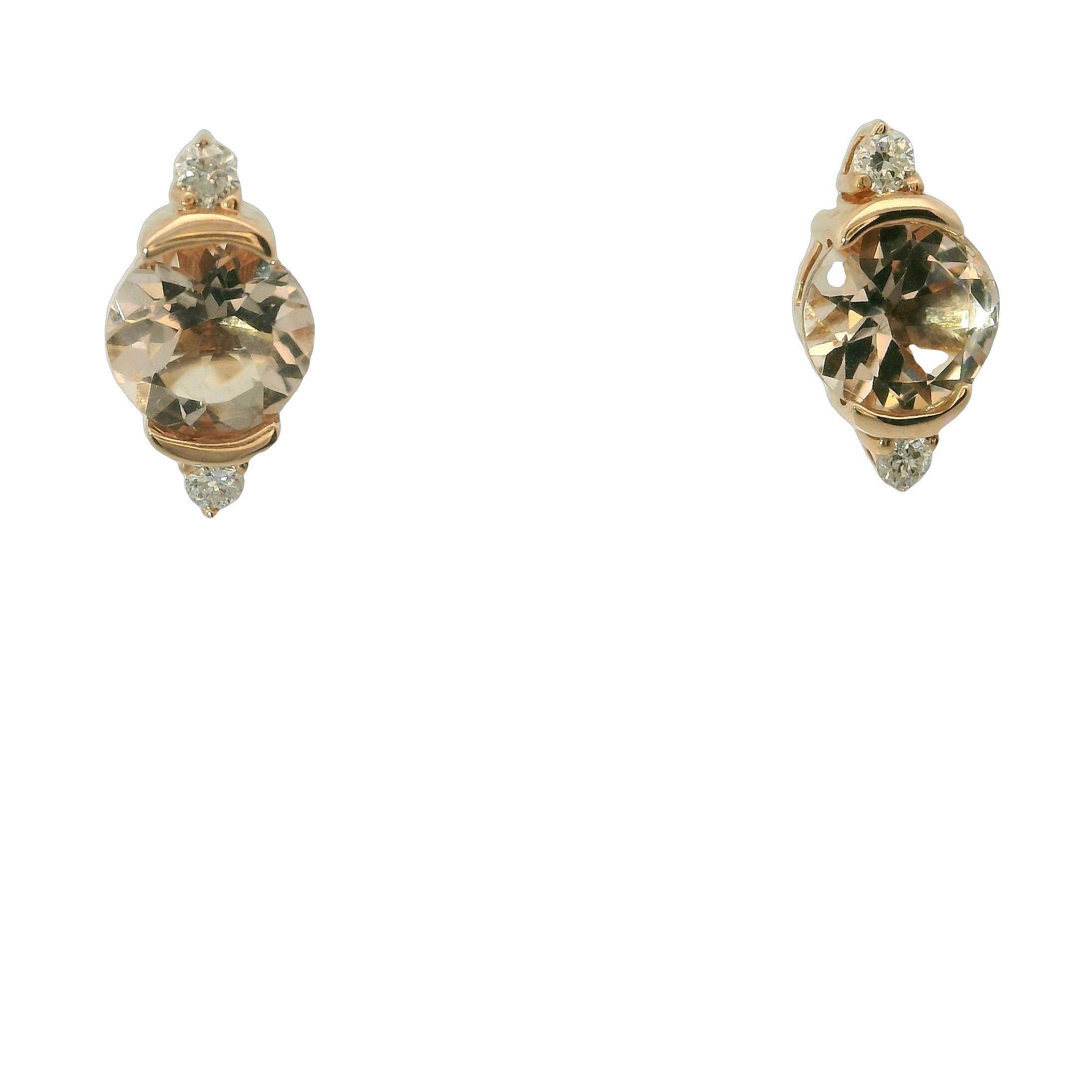 14Kr Morganite Earrings W/Diamond Accents