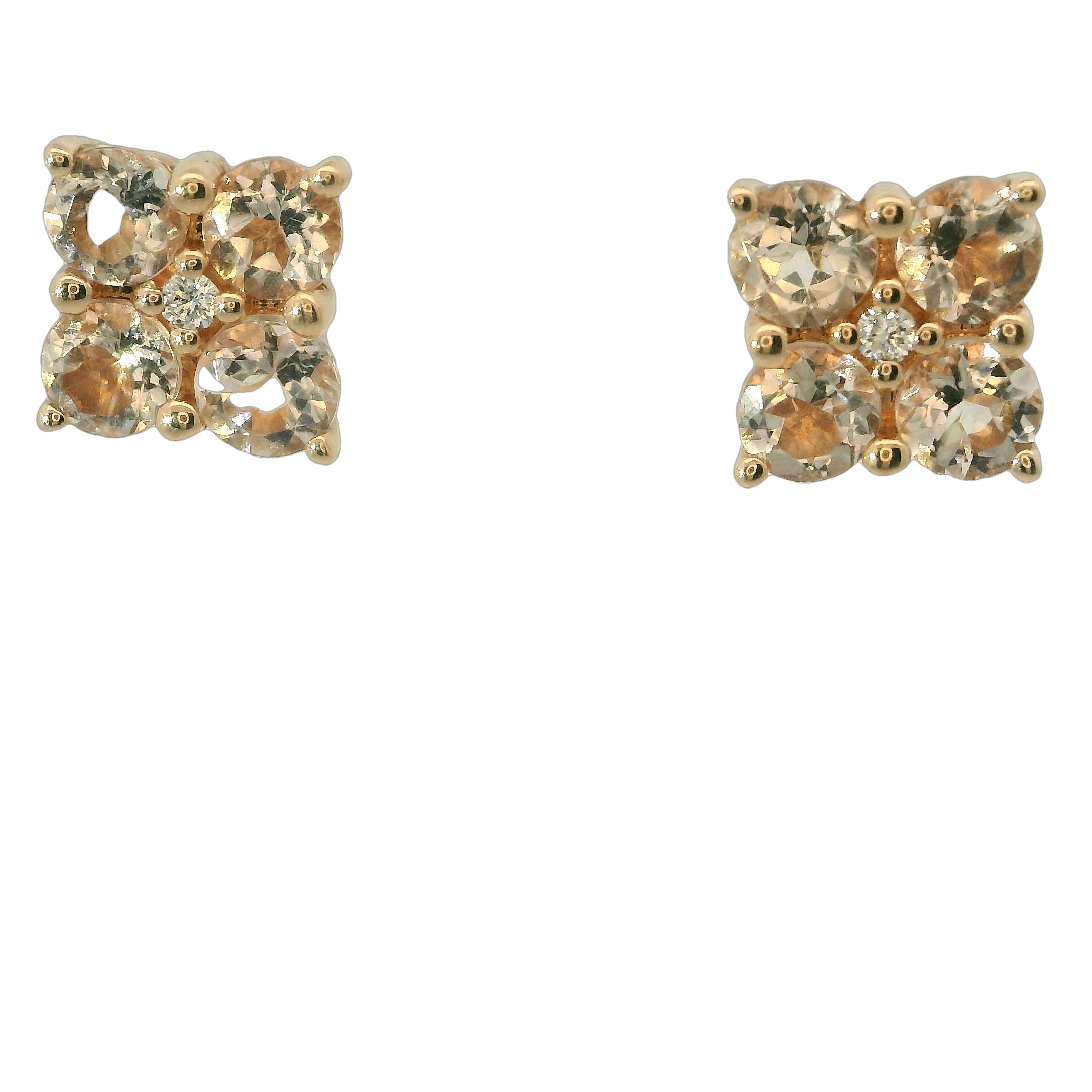 14Kr Morganite Earrings W/Diamond Accent