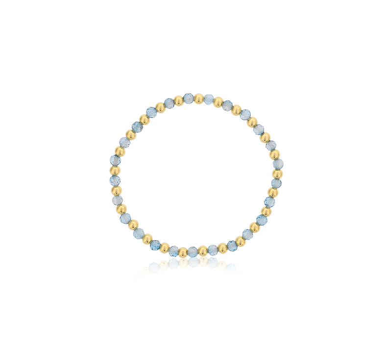 4mm Blue Topaz w/ Alternating GF Beads