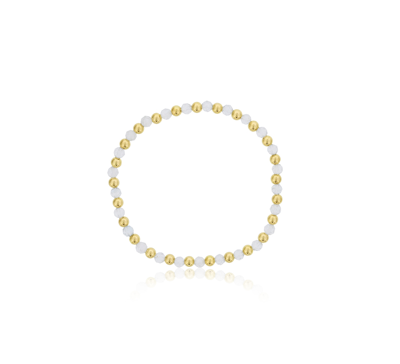 4mm White Topaz w/ Alternating GF Beads