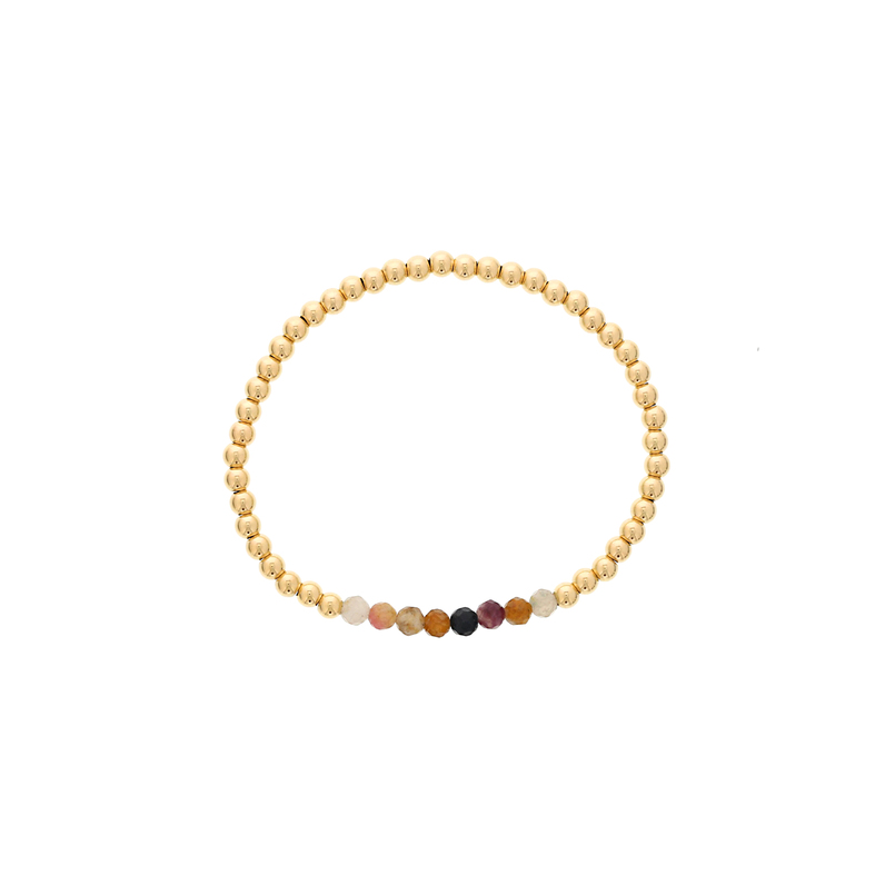 Shinebright Birthstone Mini Bracelet - 4Mm Gf Beads With Tourmaline Bar