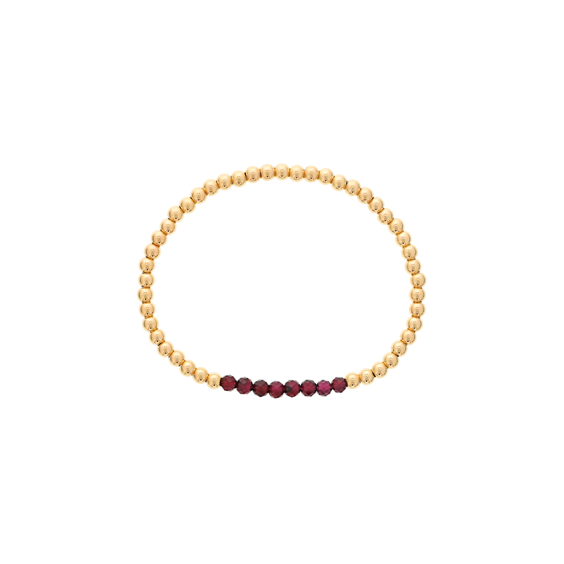 Shinebright Birthstone Mini Bracelet - 4Mm Gf Beads With Garnet Bar
