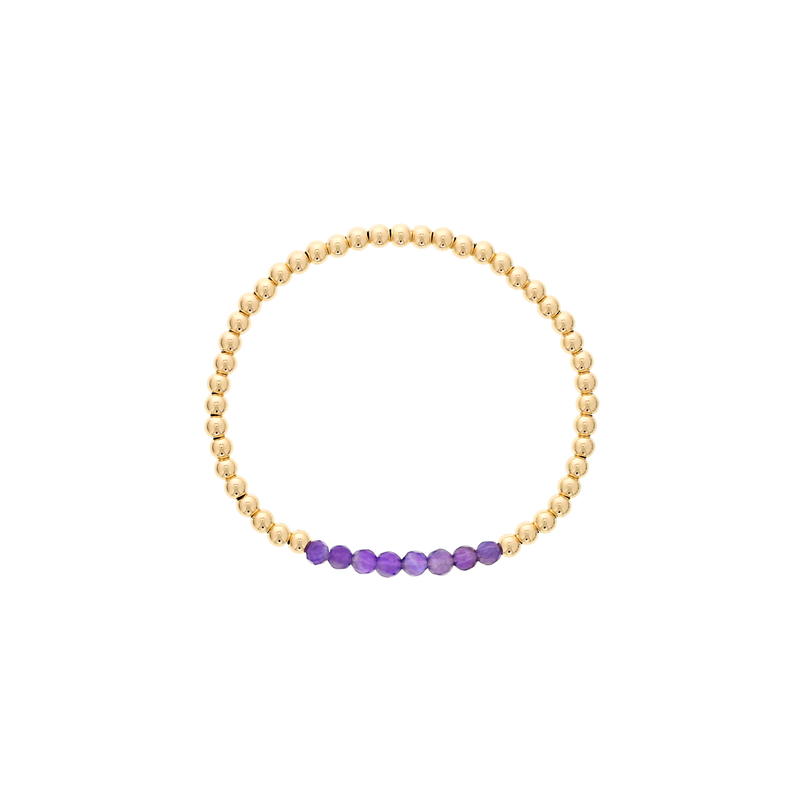 Shinebright Birthstone Mini Bracelet - 4Mm Gf Beads With Amethyst Bar
