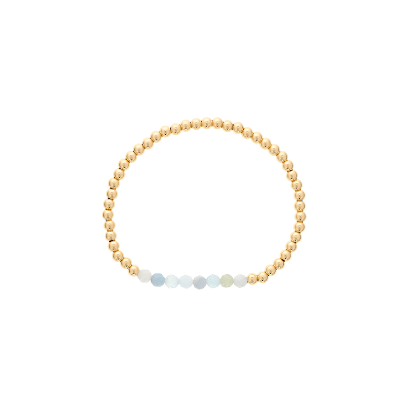 Shinebright Birthstone Mini Bracelet - 4Mm Gf Beads With Aquamarine Bar