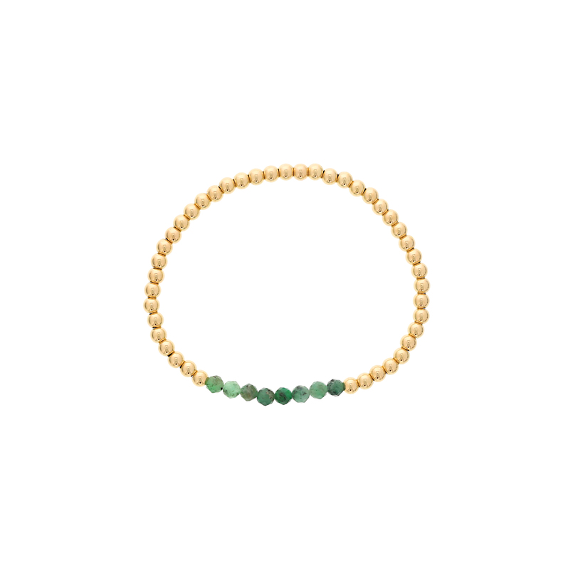 Shinebright Birthstone Mini Bracelet - 4Mm Gf Beads With Emerald Bar