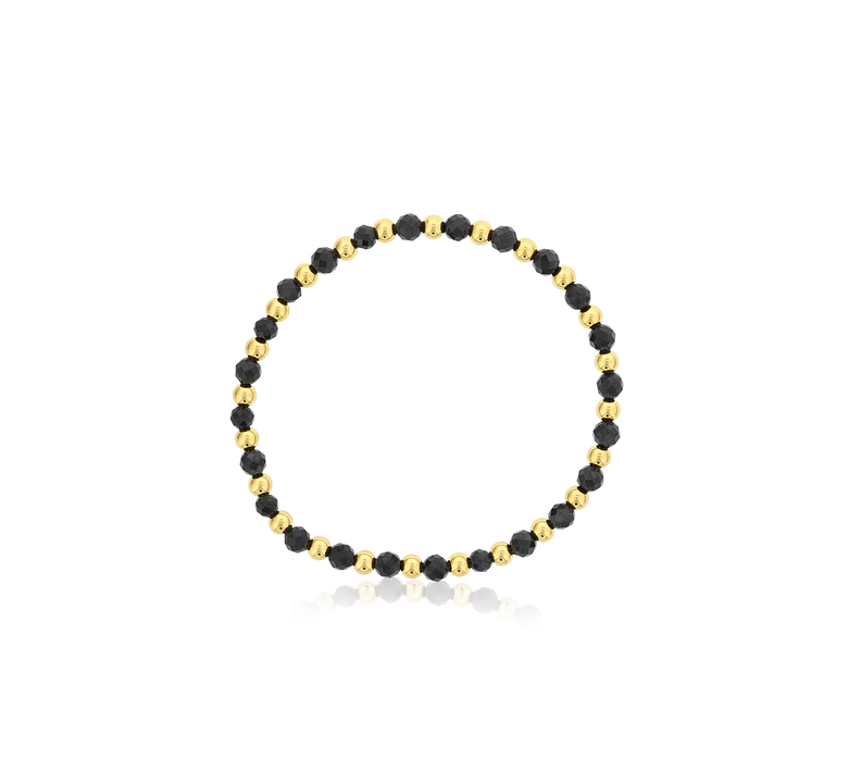 Shinebright - 7" Alternating 4Mm Gf Beads & Faceted Black Agate