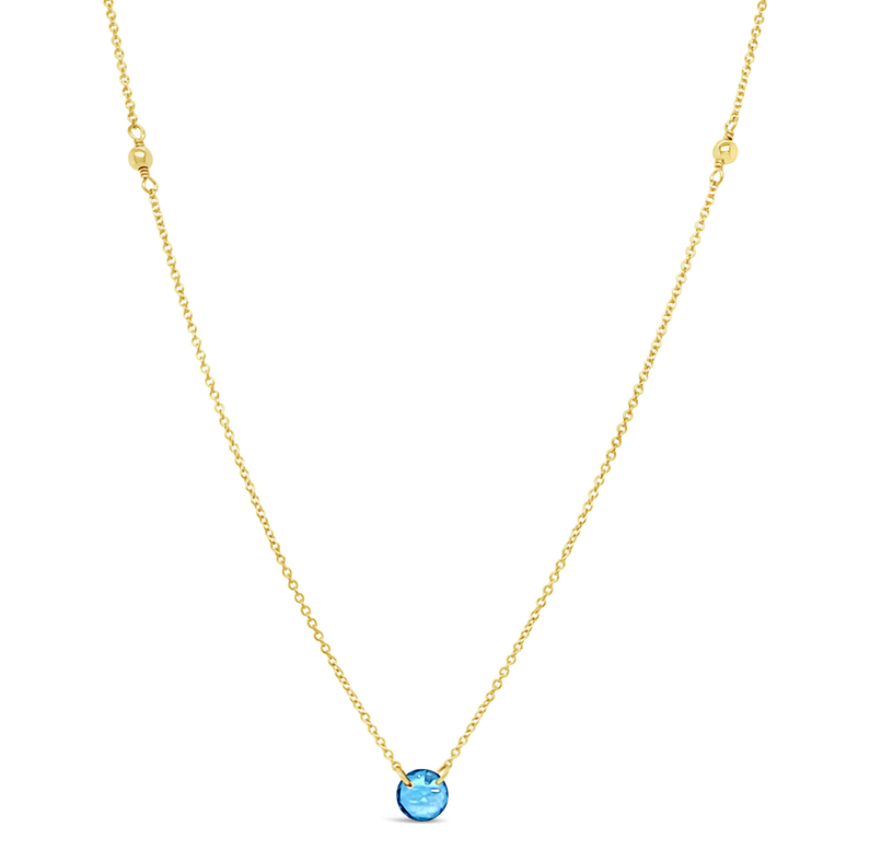 18" Gf Necklace W/3Mm Gf Beads & Blue Topaz Briolette