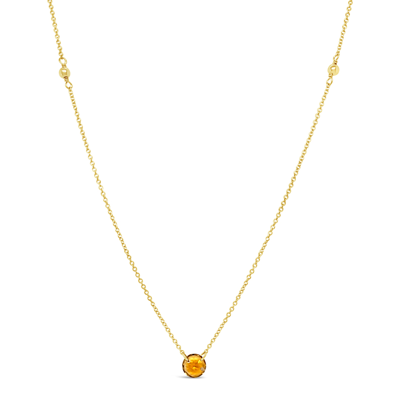 18" Gf Necklace W/3Mm Gf Beads & Citrine Briolette
