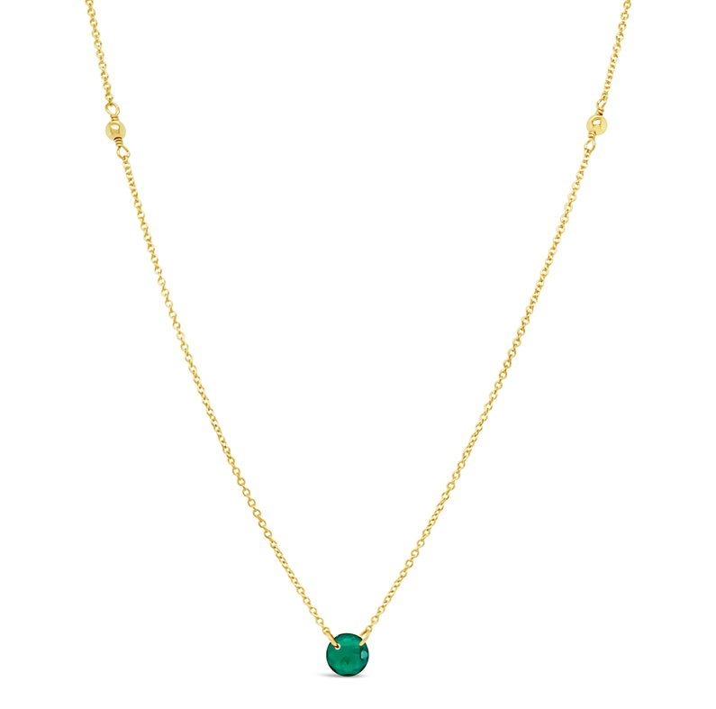 18" Gf Necklace W/3Mm Gf Beads & Lab Created Emerald Briolette