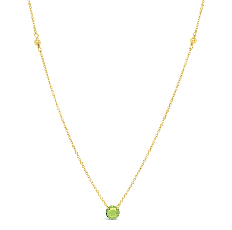 18" Gf Necklace W/3Mm Gf Beads & Peridot Briolette