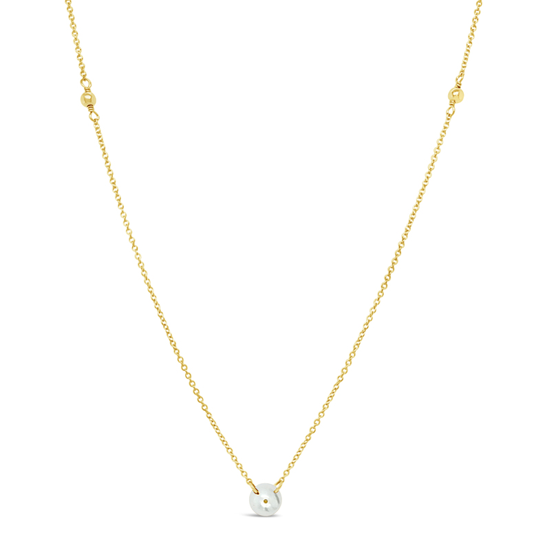 18" Gf Necklace W/3Mm Gf Beads & Pearl Briolette