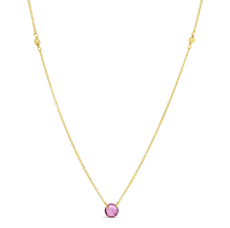 18" Gf Necklace W/3Mm Gf Beads & Pink Tourmaline Briolette