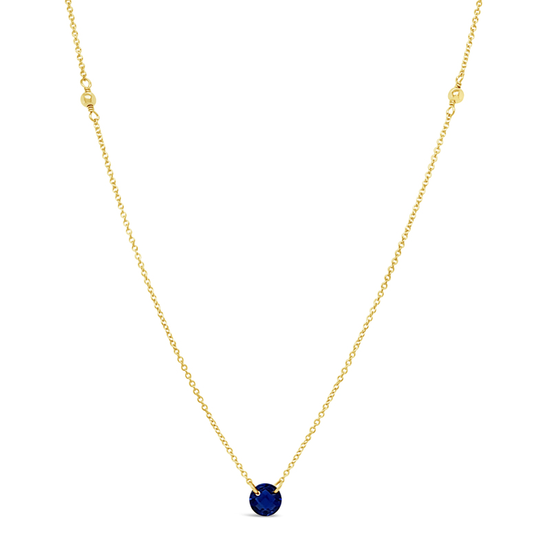 18" Gf Necklace W/3Mm Gf Beads & Lab Created Sapphire Briolette
