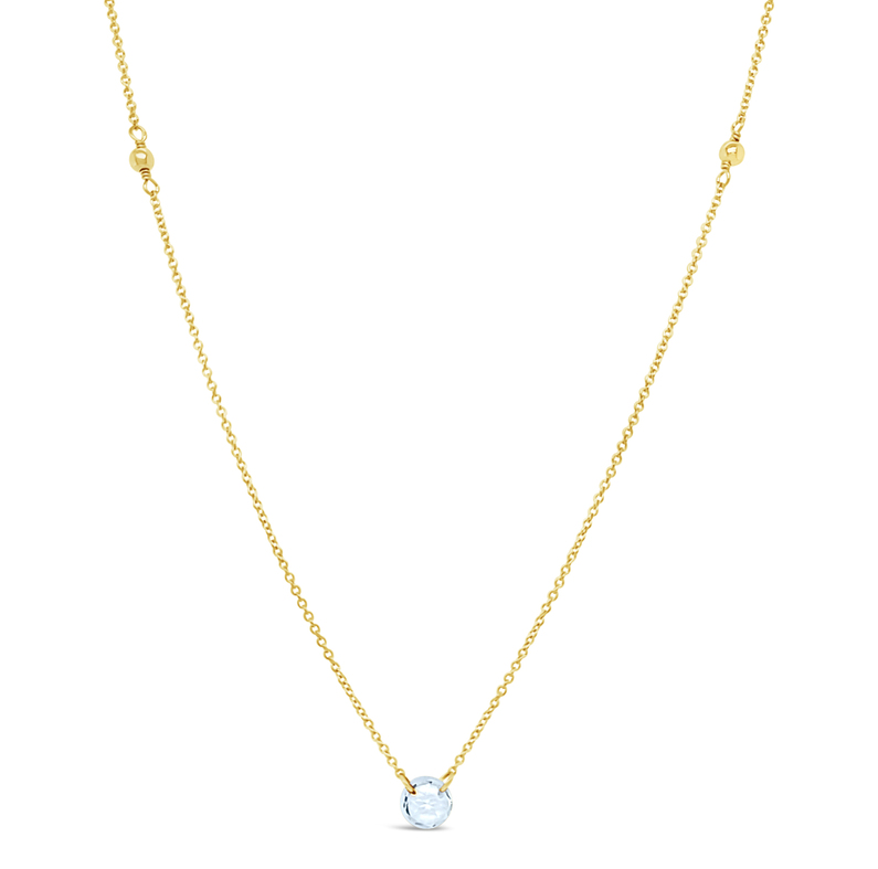 18" Gf Necklace W/3Mm Gf Beads & White Topaz Briolette