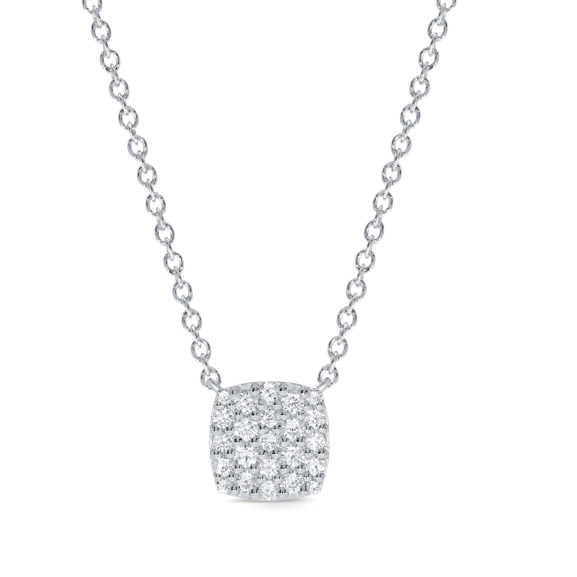 10Kw .20Cttw Sq. Cluster Diamond Necklace