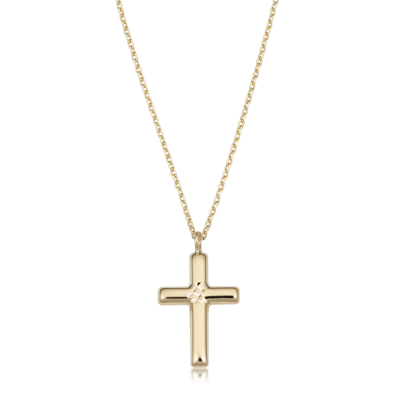 14Ky Cross Pendant W/Chain