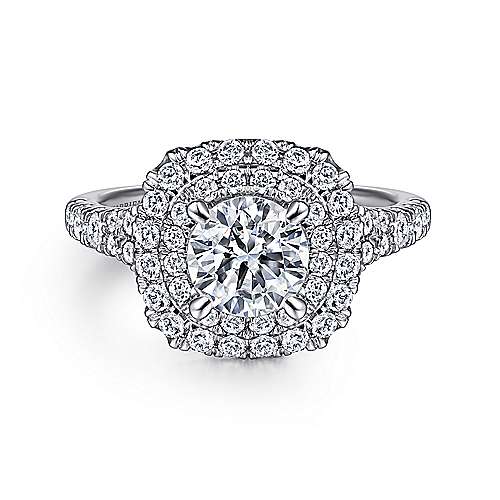 14K .78Cttw Double Halo Eng Ring Mounting    A white gold engagement ring that truly wows with double the diamond halos for an amplified impact of fire and sparkle.