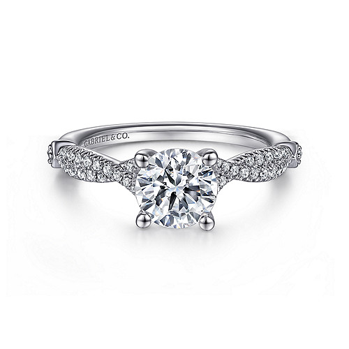 14k White Gold Round Diamond Engagement Ring - 0.23 ct