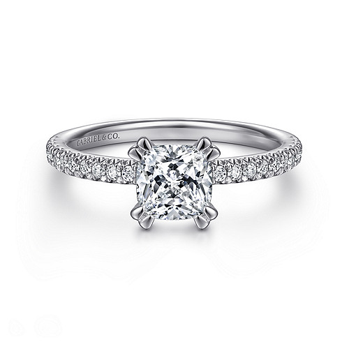 14k White Gold Cushion Cut Diamond Engagement Ring - 0.26 ct