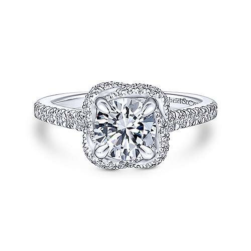 -14kw .38cttw Braided Halo Design Eng Ring Mounting    Have a mesmerizing proposal with this layered white gold engagement ring featuring a cushion halo & strands of diamonds.