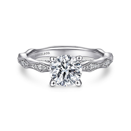 14K White Gold Round Diamond Engagement Ring - 0.25 Ct