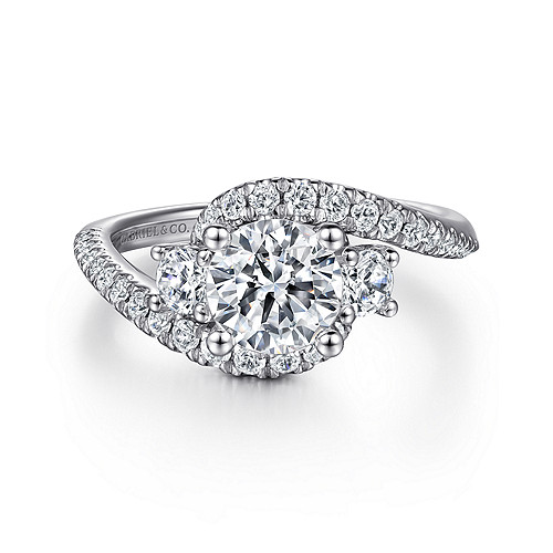 14K White Gold Round Diamond Engagement Ring - 0.56 Ct